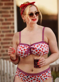 ANITA Bandeau Bikini-Top "Cherry Love" | Rot-weiß