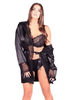 Morgenmantel "Evita" | Schwarz -Outlet COSABELLA Store Miracle Woman Morgenmantel Evita schwarz3 1280x1280