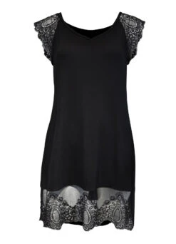 Viskose Nachthemd "Orélie" | Schwarz -Outlet COSABELLA Store Orelie Freisteller vorne min 1280x1280