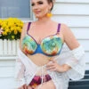 Bikini Top Mit Softschalen "Pretty Peacock" | Blau / Mehrfarbig