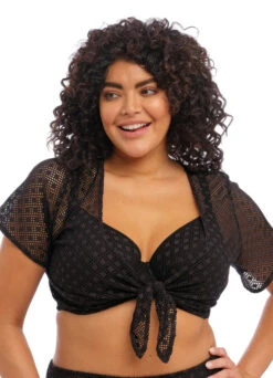 ELOMI Beach Top "Summer Nights" | Schwarz -Outlet COSABELLA Store Summer Nights Top schwarz Shopbild Nahaufnahme vorne min 1280x1280