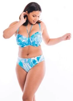 Bandeau Bikinitop "Leaves" | Türkis