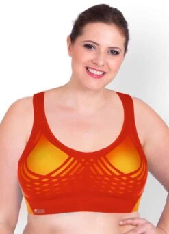 Shock Absorber Sport-BH Ohne Bügel "Fly" | Orange / Gelb